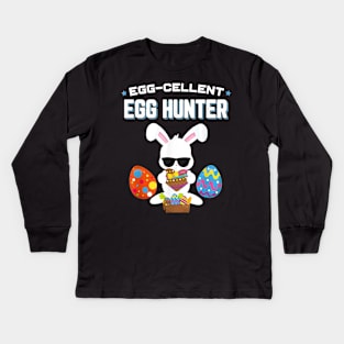 Egg-cellent Egg Hunter Easter Boys Girls Bunny Gift Kids Long Sleeve T-Shirt